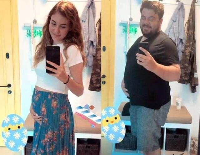 Yenenler çiftinden güldüren hamilelik pozu!