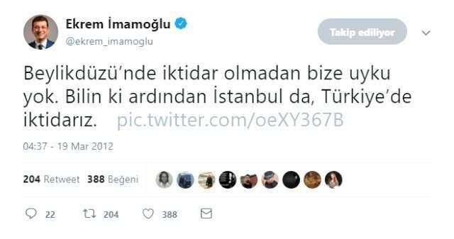 Ekrem İmamoğlu'nun 2012 yılında attığı mesaj sosyal medyada gündem oldu!