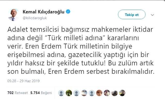 Kılıçdaroğlu'ndan Eren Erdem açıklaması