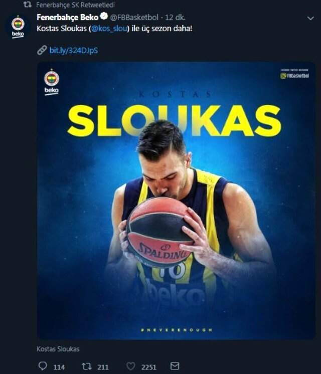 Kostas Sloukas 3 sezon daha Fenerbahçe'de