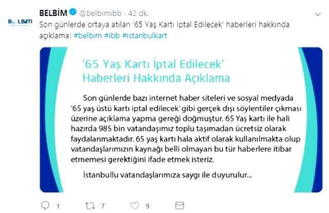 İBB'den '65 yaş kartı iptal edilecek' iddialarıyla ilgili açıklama
