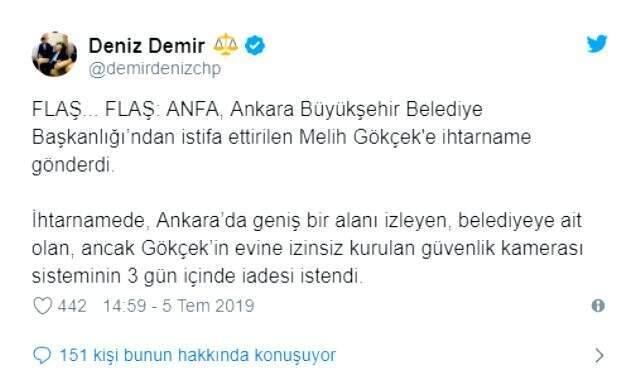 CHP'li isimden Melih Gökçek iddiası: Belediyenin kamera sistemini evine yerleştirmiş