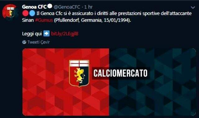 Genoa, Sinan Gümüş transferini resmen açıkladı