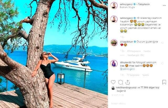 Selin Ciğerci, '18'liklere taş çıkartırım' diyerek mayolu fotoğrafını paylaştı