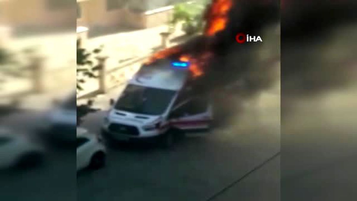 Antalya'da 112 ambulansı cayır cayır böyle yandı