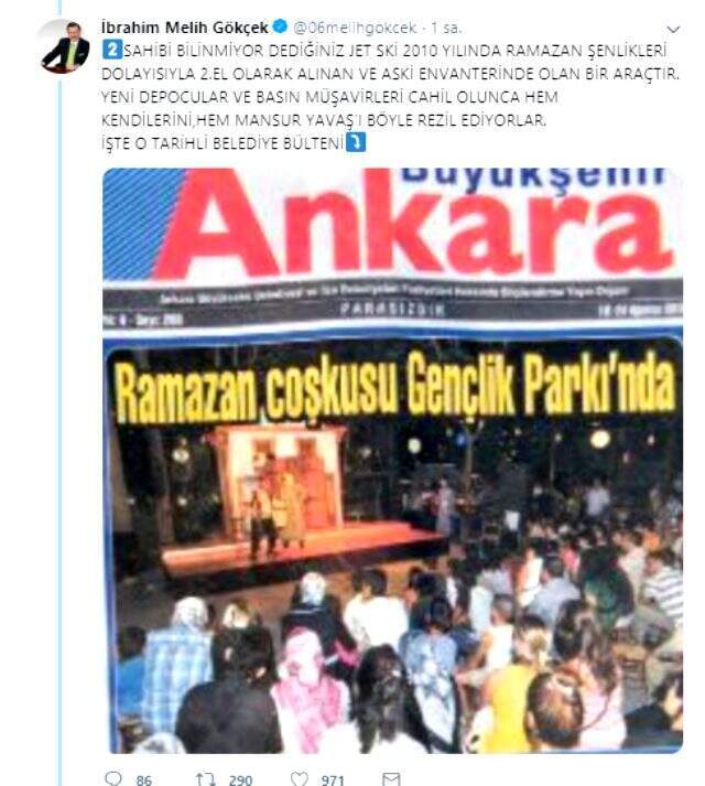 Melih Gökçek'ten CHP'li Gürsel Tekin'in jet ski iddiasına yanıt: Cahille cahil olmak çok ayıp