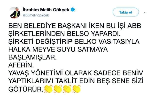 Melih Gökçek Mansur Yavaş'a seslendi: Benim yaptıklarımı taklit edin, sizi beş sene götürür