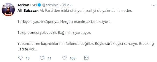 Ali Babacan AK Parti'den istifa etti, sosyal medya sallandı!