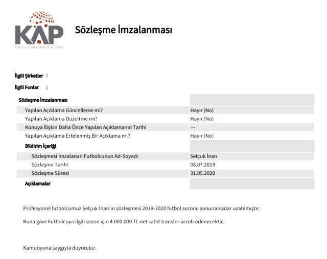 Galatasaray, Selçuk İnan'ın sözleşmesini uzattı