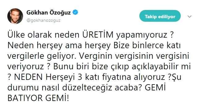 Şarkıcı Gökhan Özoğuz, artan vergilere sitem etti