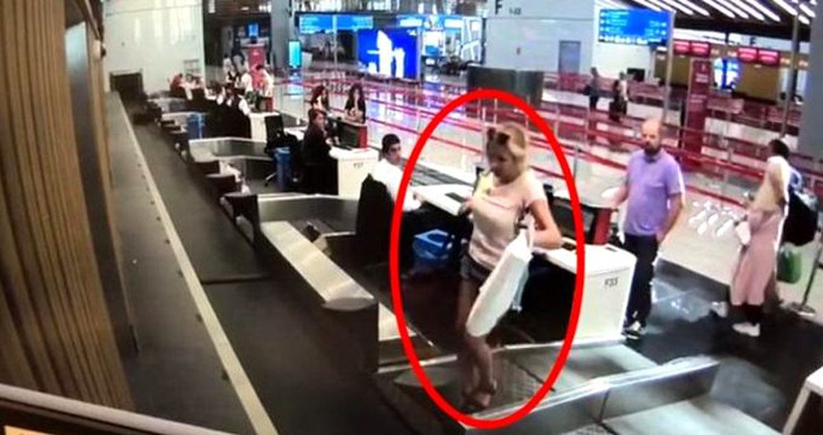 İstanbul Havalimanı'nda bagaj bandına giren kadın herkesi şaşkına çevirdi