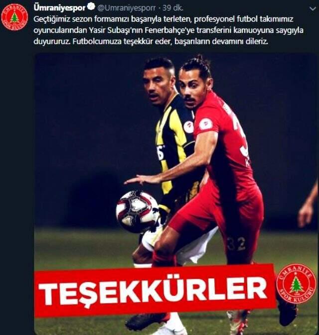 Fenerbahçe, Yasir Subaşı'nı transfer etti