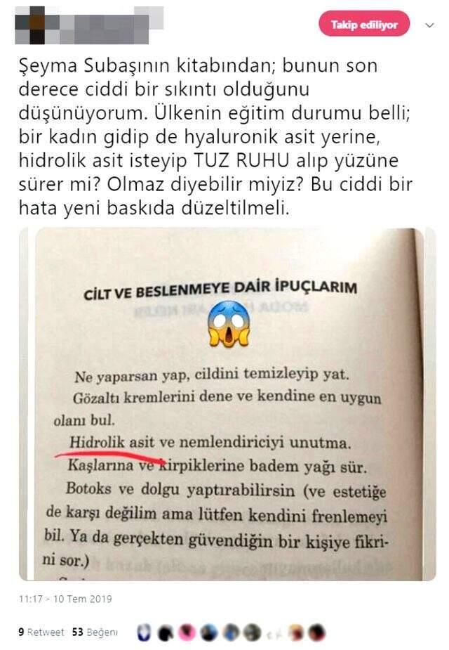 Şeyma Subşaı'nın kitabında gözden kaçan skandal hatayı okuyucuları fark etti