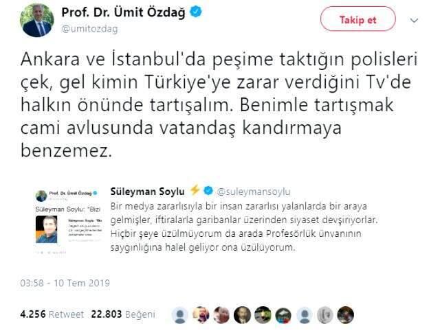 Ümit Özdağ'dan Süleyman Soylu'ya: Peşime taktığın polisleri çek