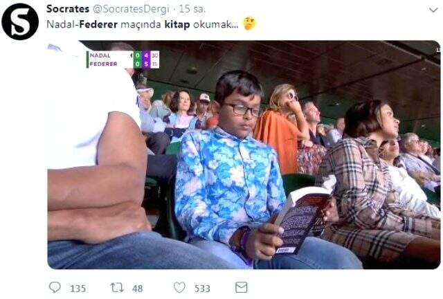 Nadal-Federer maçında kitap okuyan çocuk sosyal medyada gündem oldu