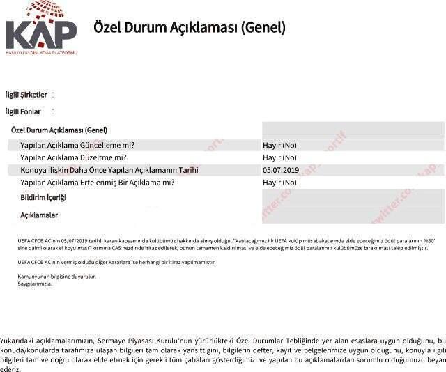 Trabzonspor, CAS'a başvuruda bulundu