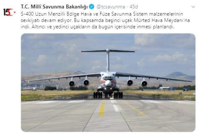 Son dakika! Bakanlık açıkladı: S-400 malzemelerini taşıyan beşinci uçak indi