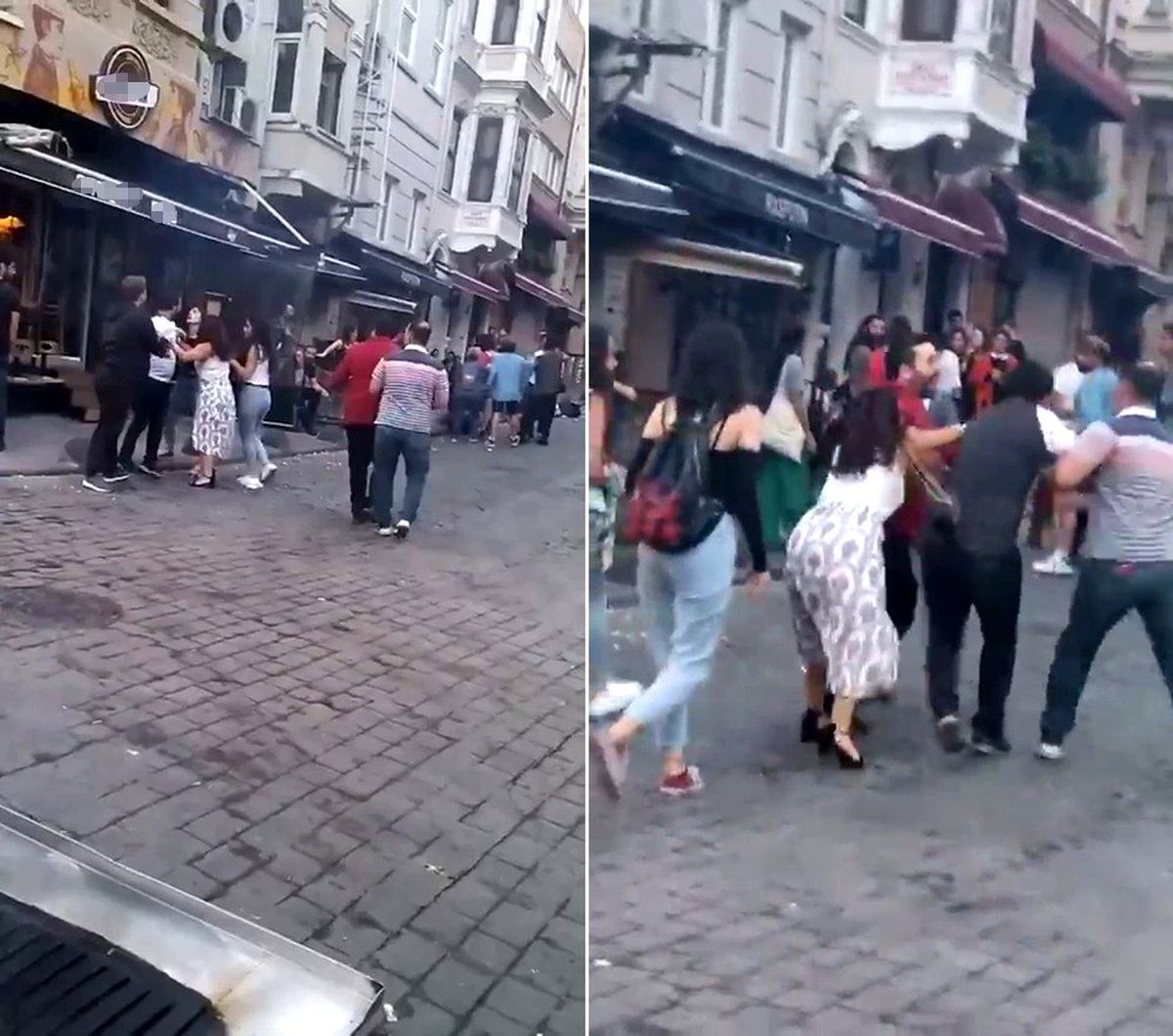 Taksim'de kadınlı - erkekli kavgayı kimse durduramadı