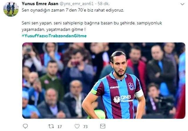 Trabzonsporlu taraftarlar, Yusuf Yazıcı'nın takımdan ayrılmasını istemiyor!