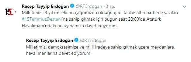 15 Temmuz darbe girişiminin 3. yıl dönümü: Erdoğan Atatürk Havalimanı'nda