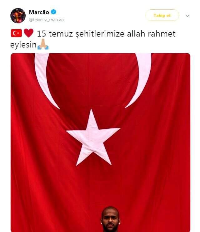 Galatasaray'ın yıldızı Marcao'dan 15 Temmuz paylaşımı!