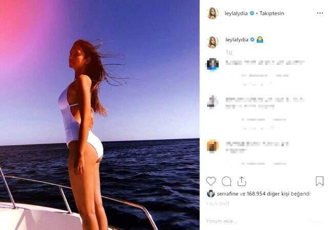 Güzel oyuncu Leyla Lydia Tuğutlu'nun mayolu pozuna beğeni yağdı