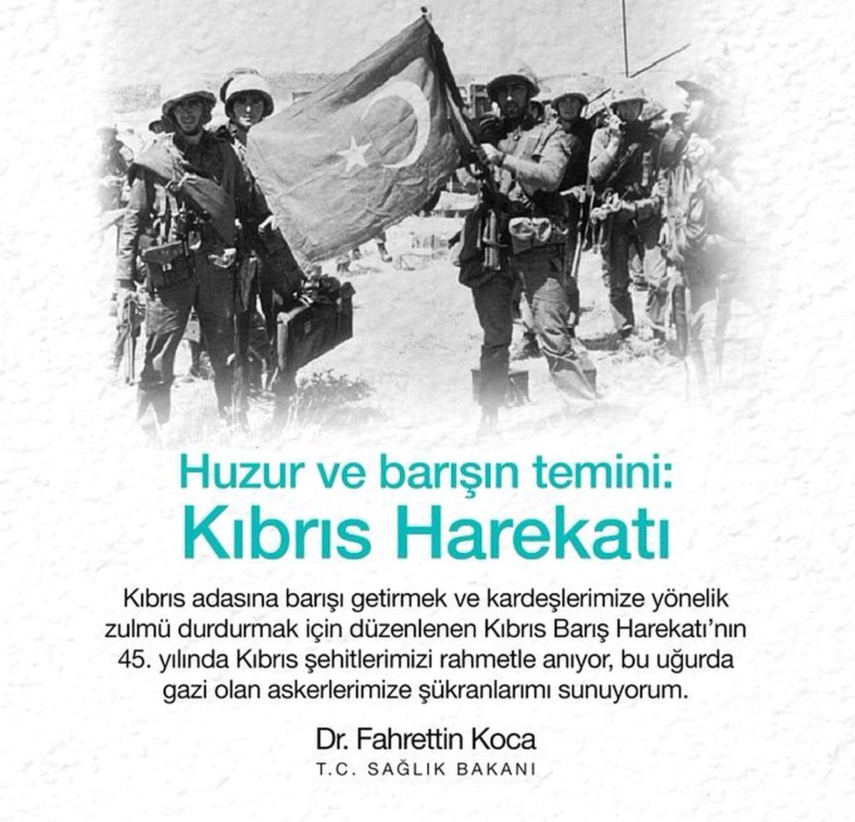 Bakan Koca'dan Kıbrıs Barış Harekatı paylaşımı