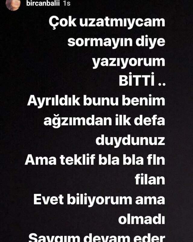 Bircan Bali, ani çok vakit evvel İzdivaç etme önerisi aldığı sevgilisiyle ayrıldı