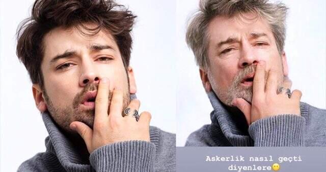 Yakışıklı oyuncu Alp Navruz, askerlik nasıl geçti sualine yaşlılık fotoğrafıyla cevap verdi