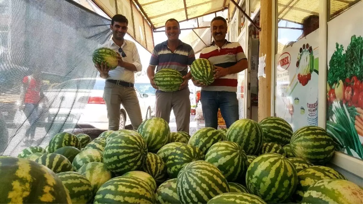 Köylerde üretilen karpuz tezgahlarda yerini aldı