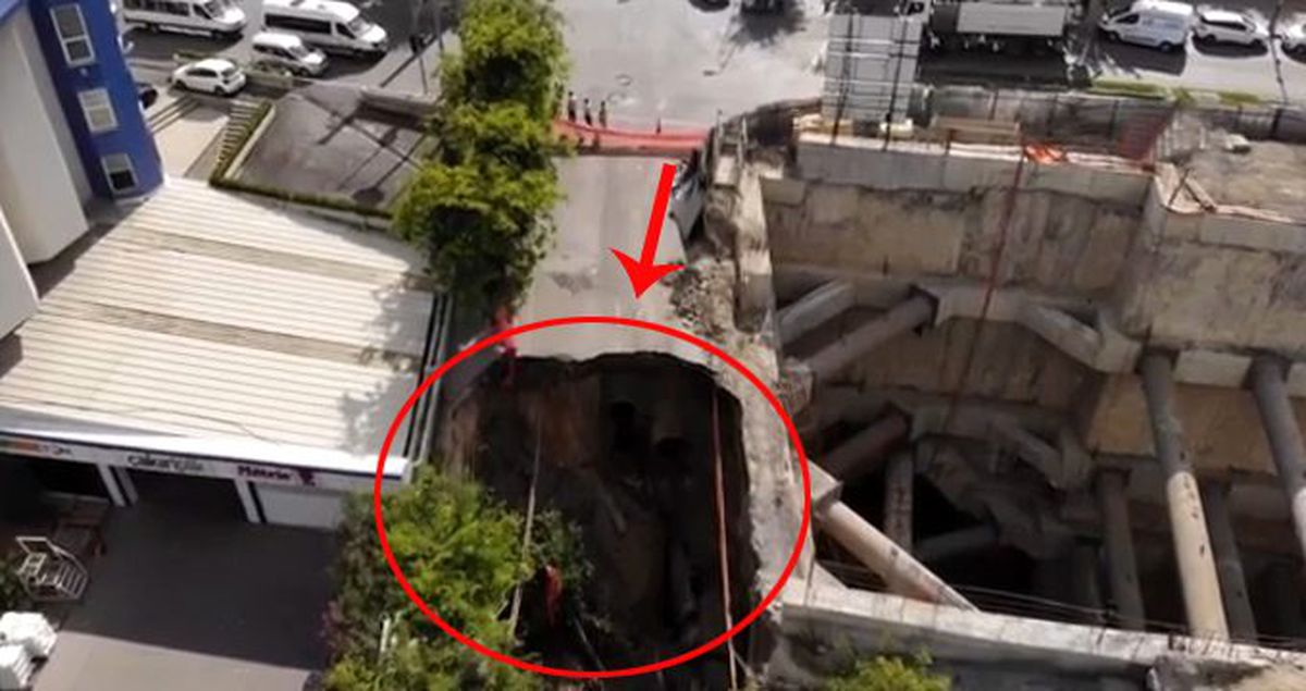 Bahçelievler'de, yüzlerce aracın geçtiği yol çöktü, facianın eşiğinden dönüldü!