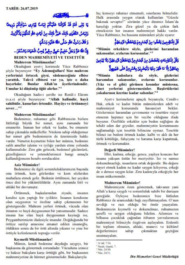 Diyanet, erkeklere dar kıyafet giymemeleri yönünde çağrı yaptı