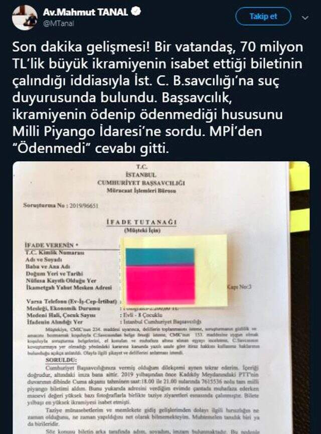 CHP'li Tanal'dan gündemi sarsacak iddia: Milli Piyango'nun büyük ikramiye bileti çalındı mı?