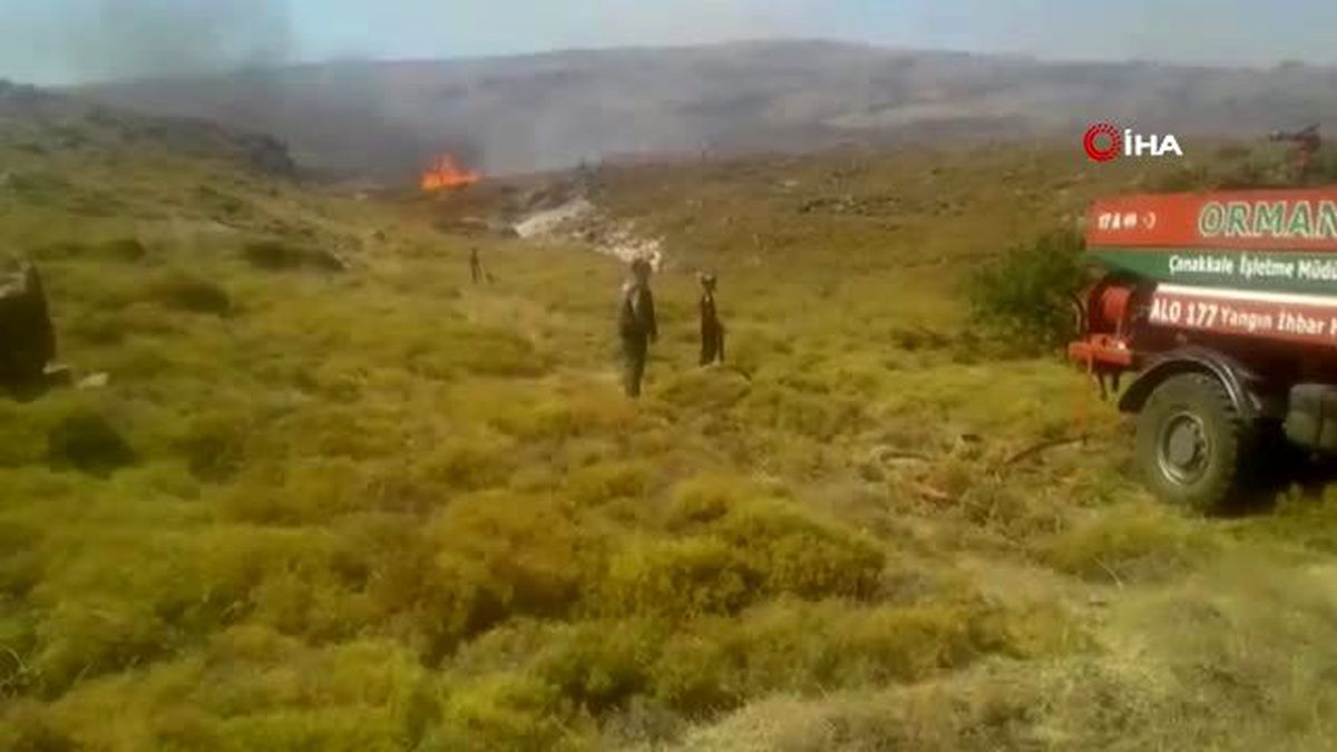 Gökçeada'da korkutan yangın