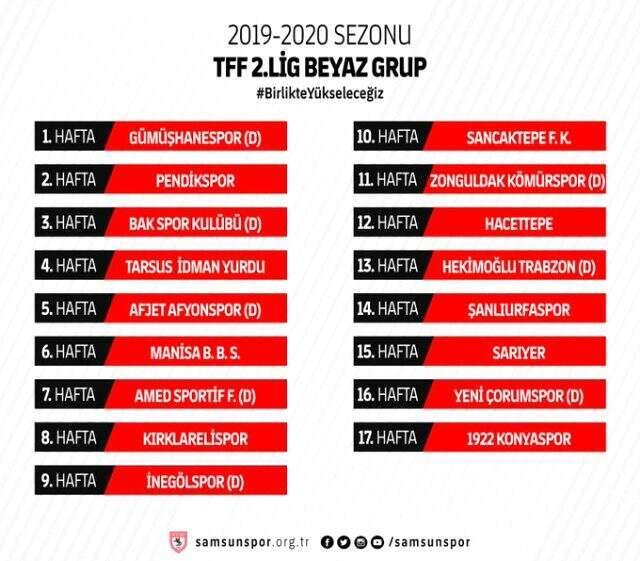 Samsunspor'un yeni sezon fikstürü belli oldu