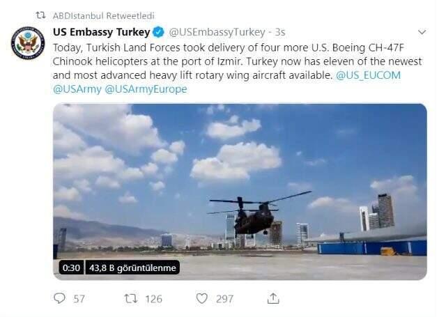 ABD Büyükelçiliği duyurdu: Türkiye'ye 4 Chinook helikopteri teslim edildi