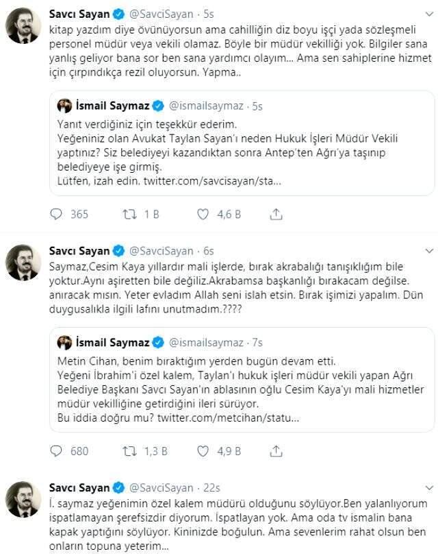 Ağrı Belediye Başkanı Sayan'a 'Akrabalarını işe aldın' suçlaması tartışma yarattı