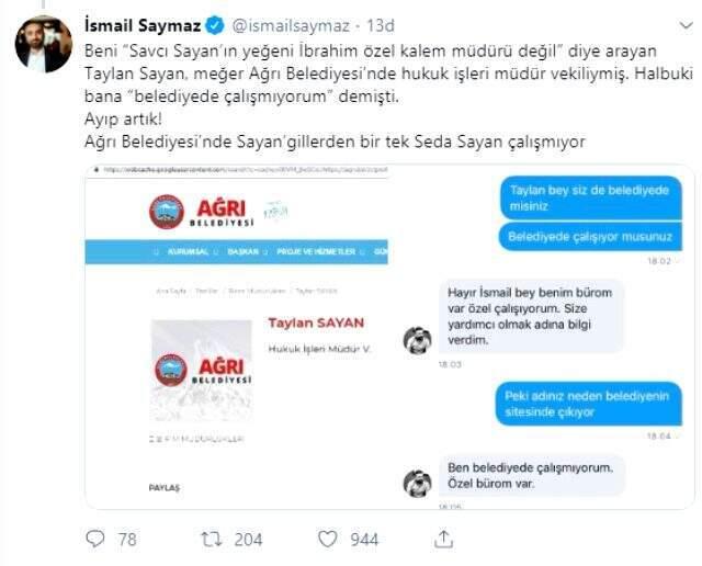 Ağrı Belediye Başkanı Sayan'a akrabalarını işe aldın suçlaması
