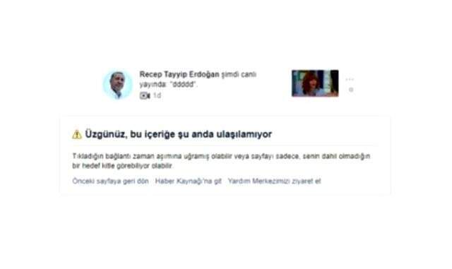 Cumhurbaşkanı Erdoğan'ın resmi Facebook hesabından yanlışlıkla canlı yayın yapıldı