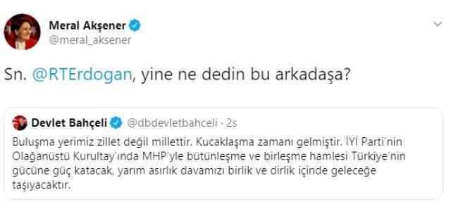 Devlet Bahçeli'nin 'MHP'ye geri dönün' çağrısına Meral Akşener cevap verdi