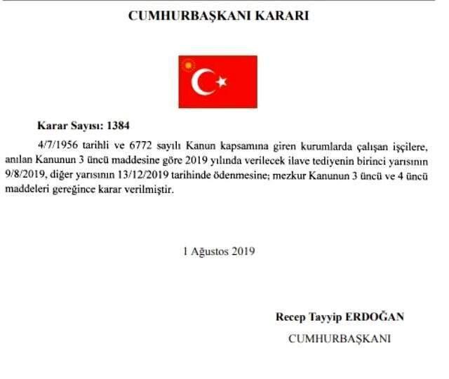 Kamu işçilerine verilen ikramiyenin tediye tarihleri belli oldu