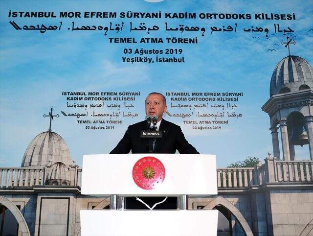 Erdoğan, bir ilk olma özelliği taşıyan kilisenin temel atma töreninde konuştu: Zenginlik