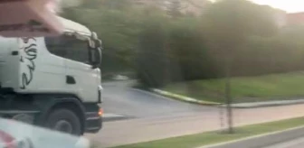 Gaziosmanpaşa'da ters şeritte ilerleyen hafriyat kamyonu kamerada
