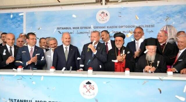 Cumhurbaşkanı Erdoğan ile Ekrem İmamoğlu esas atma töreninde buluştu