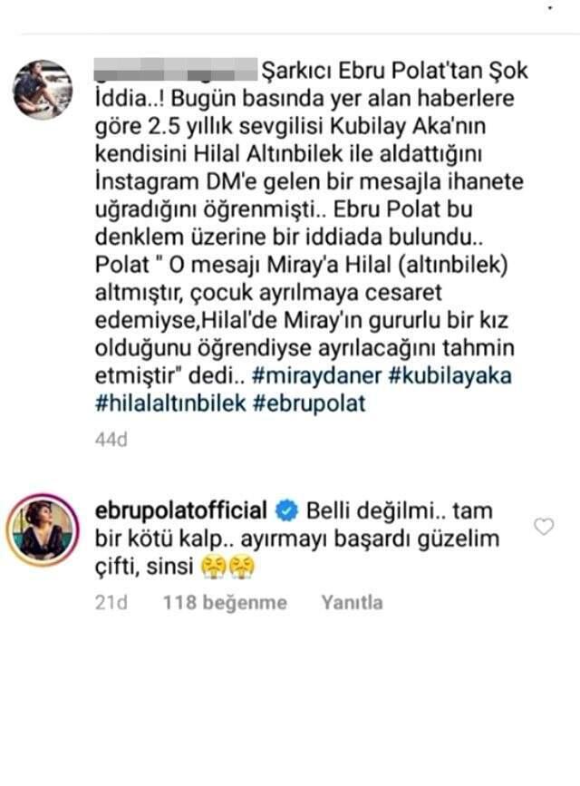 Ebru Polat'tan, ayrılığa sebep olduğu söylenen Hilal Altınbilek hakkında şoke eden iddia