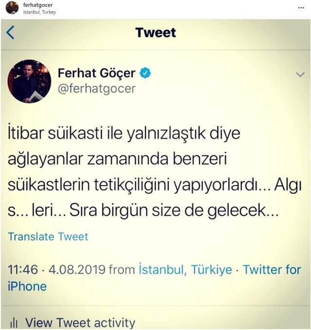 Küfürlü paylaşım yapan Ferhat Göçer kime tepki gösterdi?