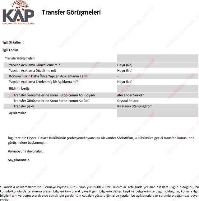 Trabzonspor, Alexander Sörloth'u KAP'a bildirdi!