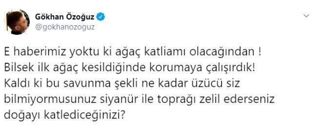 Şarkıcı Gökhan Özoğuz, Bülent Turan'ı Kaz Dağları açıklamasına tepki gösterdi