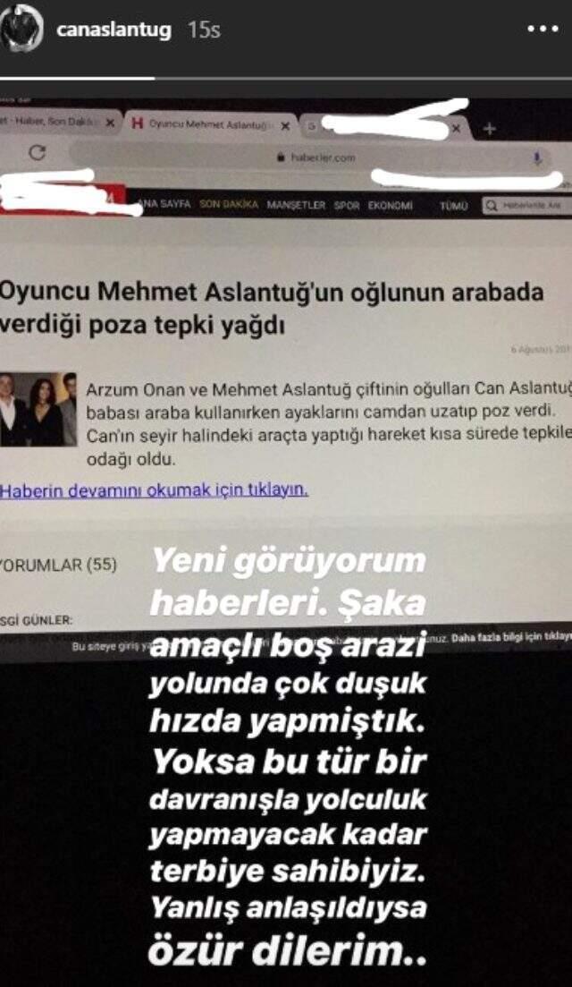 Hareket halindeki arabadan bacaklarını çıkaran Can Aslantuğ, özür diledi