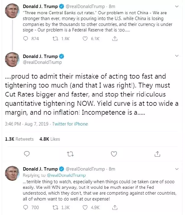 Trump: Asıl sorun Çin değil, Fed'in hatasını kabul etmemesi